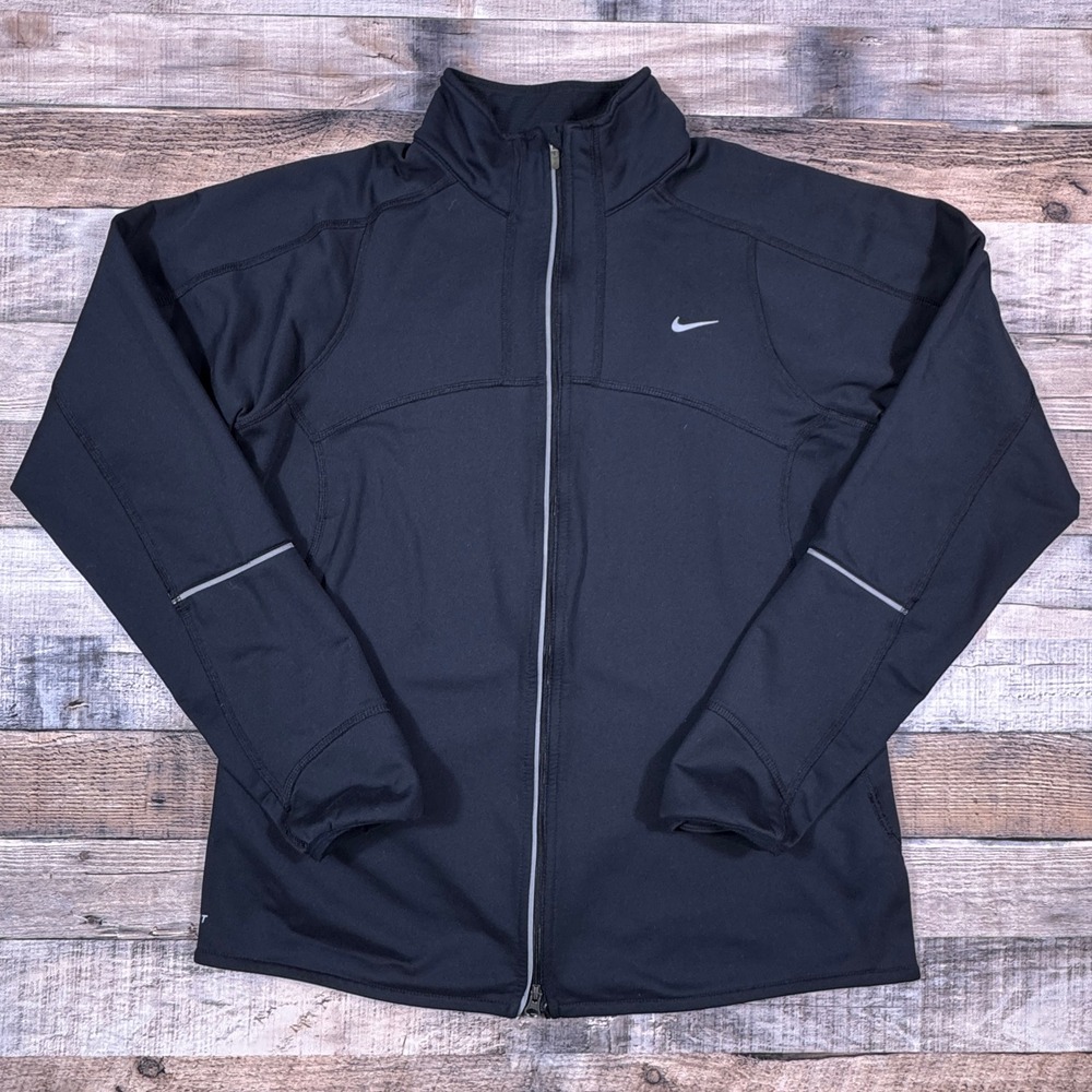 Nike Dri-FIT Womens Running Jacket Black Full Zip‎ Reflective Medium